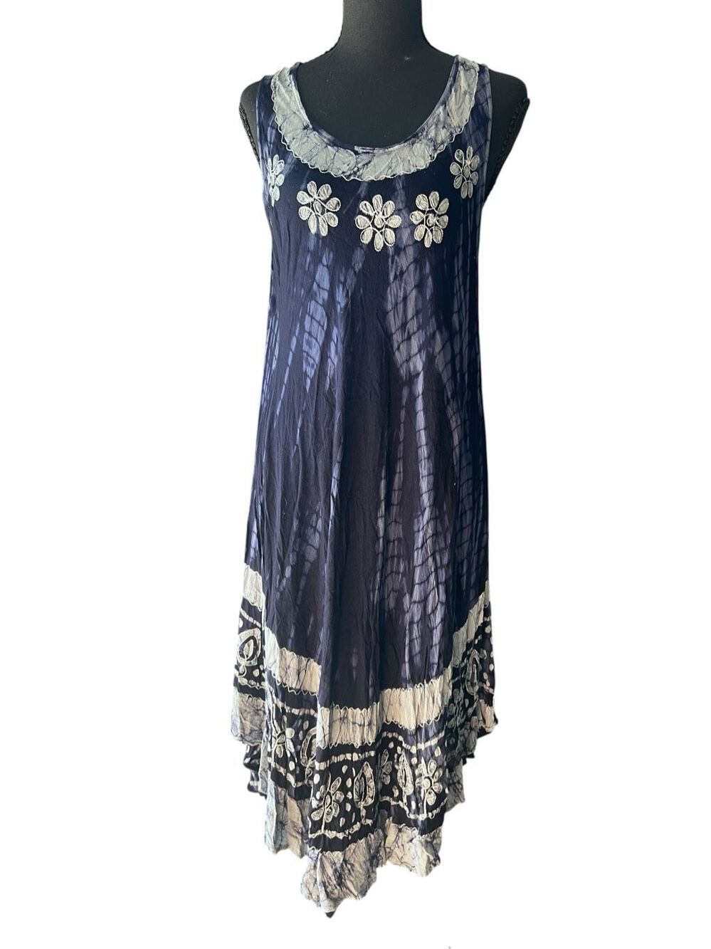 Advanced apparels free size blue tie dye 100% cotton boho Langenlook dress